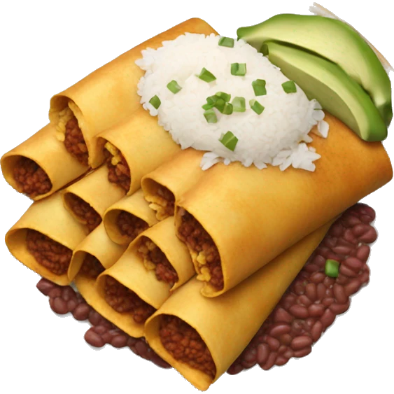 Realistic plate of enchiladas with rice and beans emoji