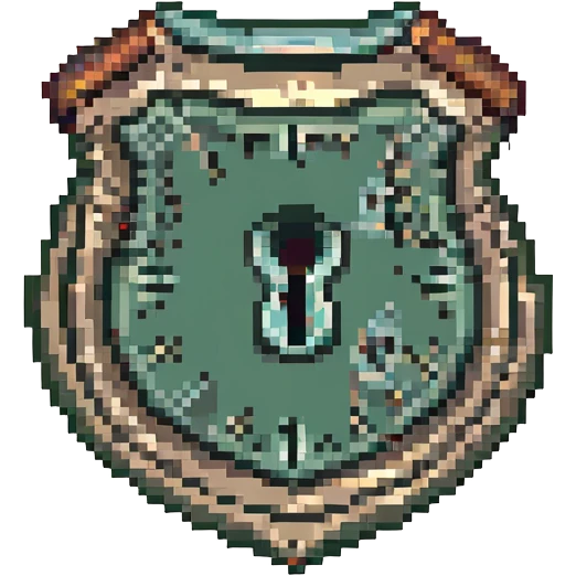 pixel art of a shield with a keyhole for privacy emoji