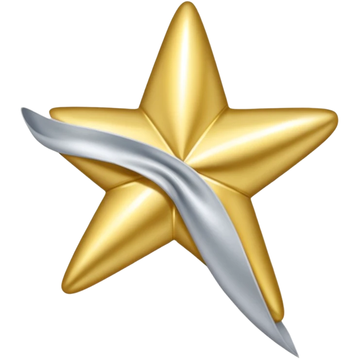 Silver ribbon with gold star. emoji