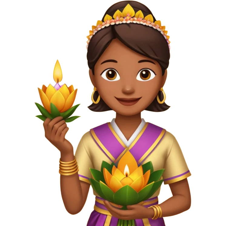 Emoji of a person holding a krathong emoji