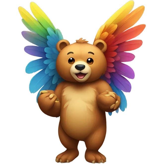 Bear with wings holding a chicken emoji