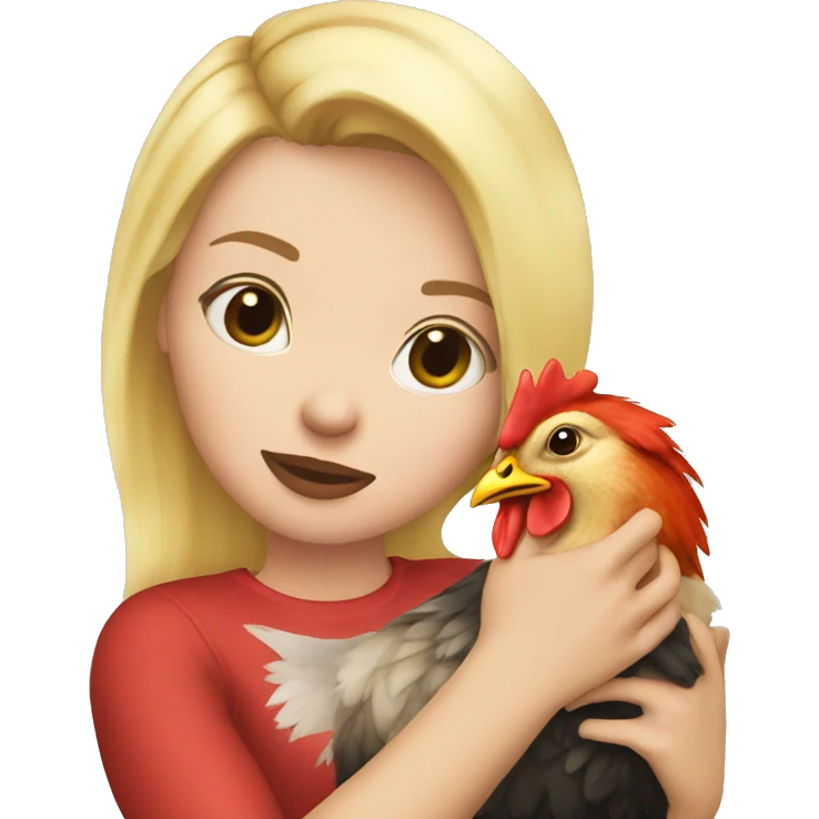 Girl with blonde hair kissing a chicken emoji