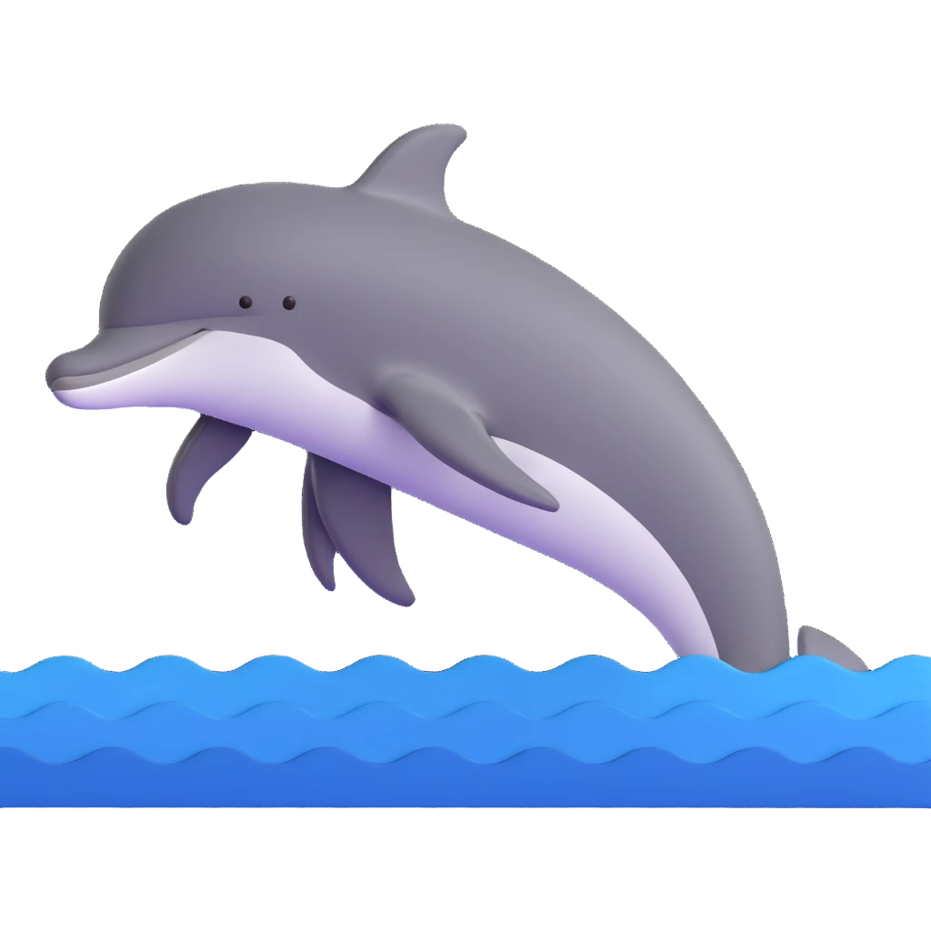 swimming dolphin in ocean waves emoji