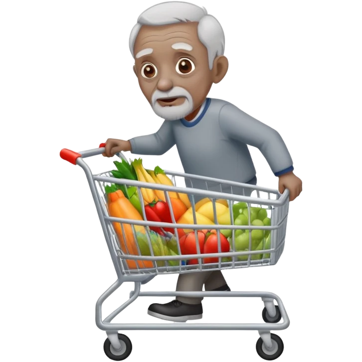 Old man stealing a grocery cart emoji