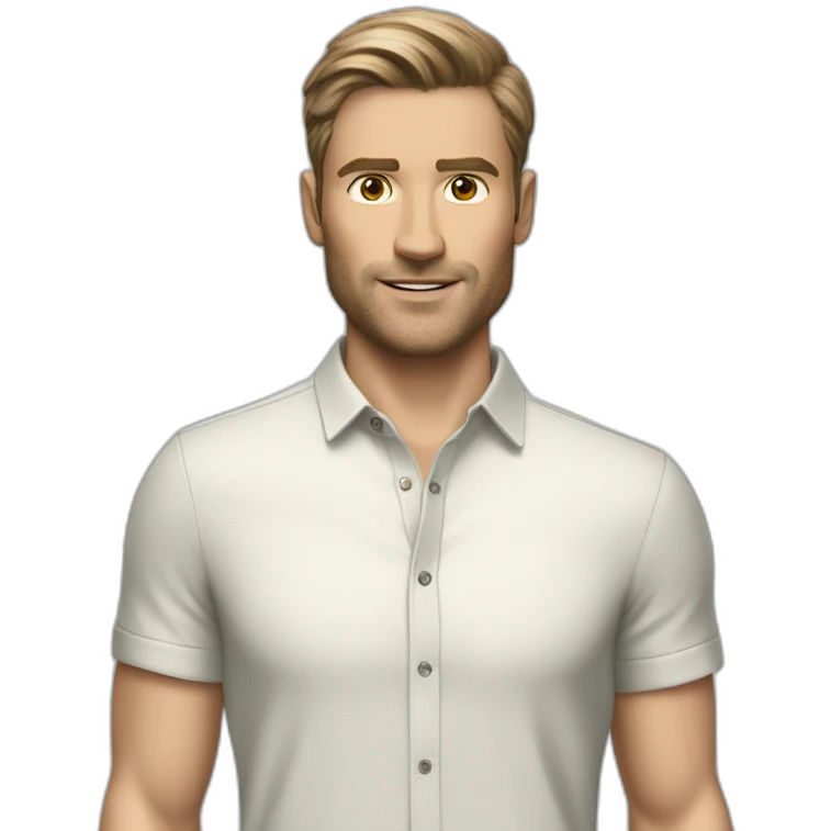 Creame un emoji de un hombre que vista camisa casual de marca HUGO BOSS que sea tipo emoji emoji
