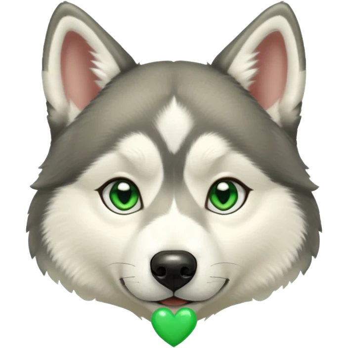 husky with green hearts shining in its eyes emoji