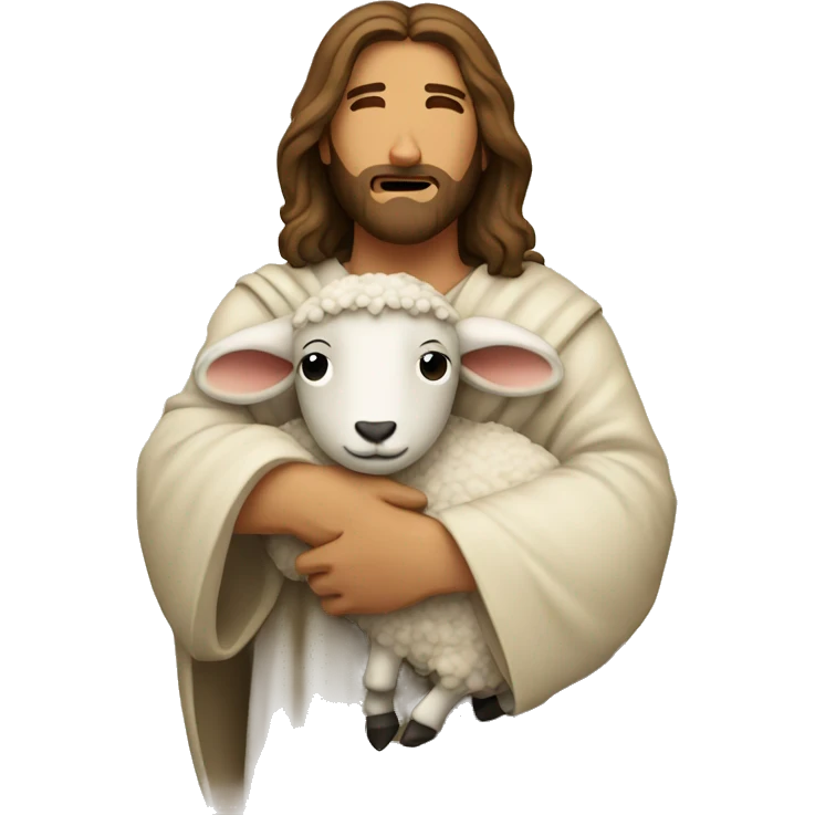 Jesus hugging sheep emoji