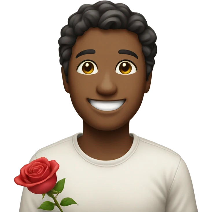 Valentine’s Day near holding a flower emoji