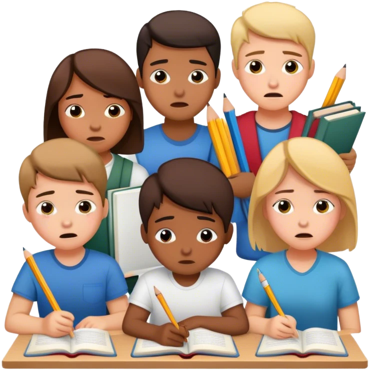 Students suffering and crying while studying emoji