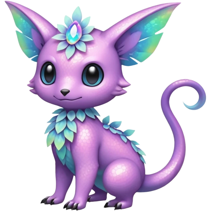Multicolored sparkly pastel dark iridescent light pale gloomy spooky cute adorable pretty cool elegant realistic floral exotic Fakémon-Pokémon-Digimon-Trico, full body emoji