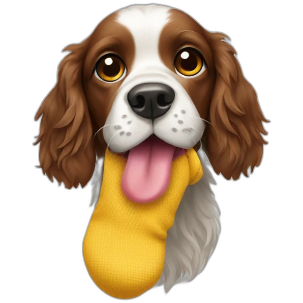 spaniel eating a sock emoji