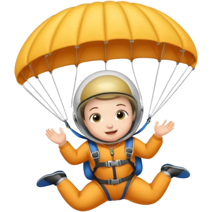 Skydiving baby with parachute and UFO emoji
