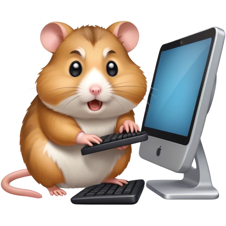 Hamster working on computer angrily emoji