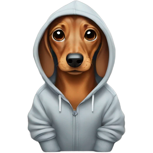 Dachshund wearing a hoodie emoji