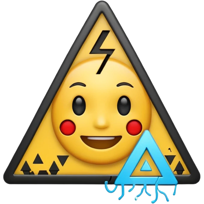 smiling AI assistant emoji with a glitch or error symbol like a broken circuit or warning triangle, showing it can make mistakes emoji