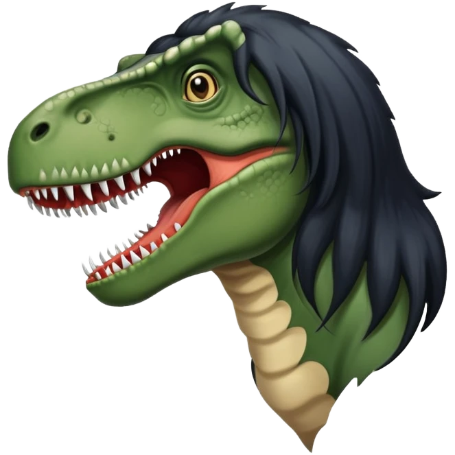 tiranossaur with long black hair emoji