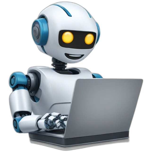 robot typing on a laptop emoji