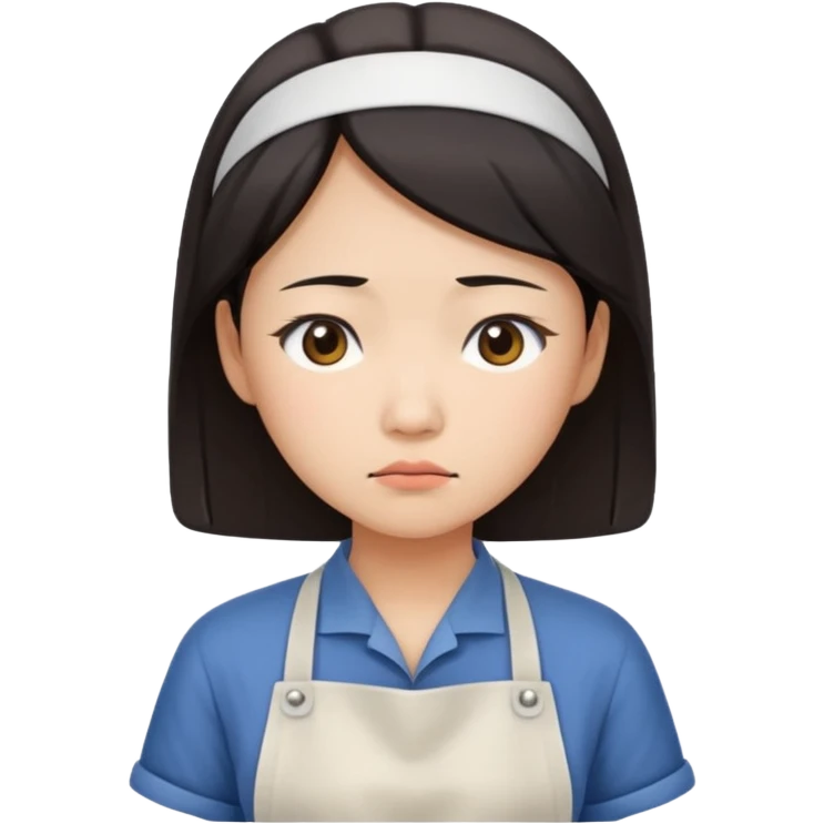 앞치마를 입은 실망감의 동양여자 emoji