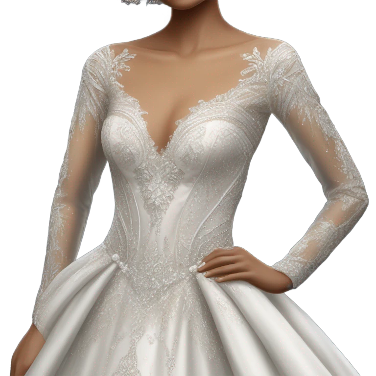 Hyper Realistic ornate ballgown long sleeve Wedding dress displays with diamanté dress only emoji