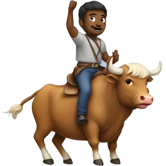 Man riding a bull with a pride flag emoji
