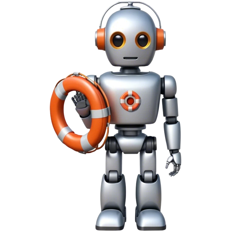 robot with lifebuoy in hand emoji