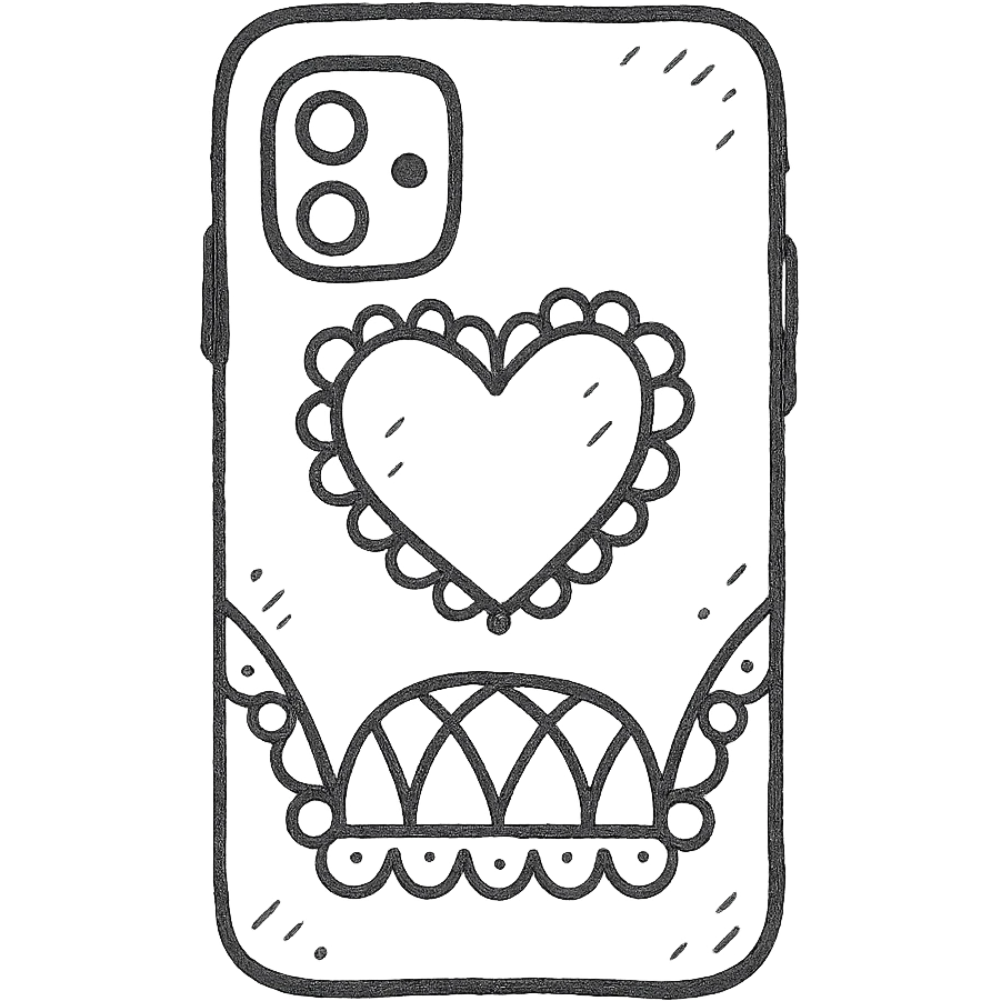 pink and black gothic phone case, sketchy, whimsical, gothic lace accents, matches gothic purse emoji