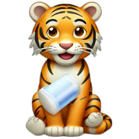 Healthy tiger taking medicine emoji