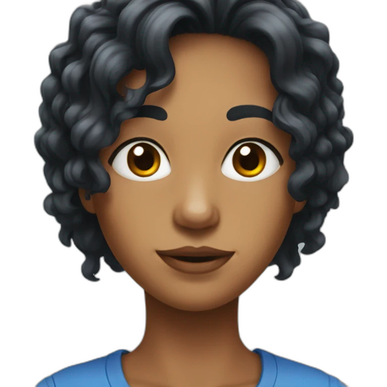 Blu-hair-black-eyes emoji