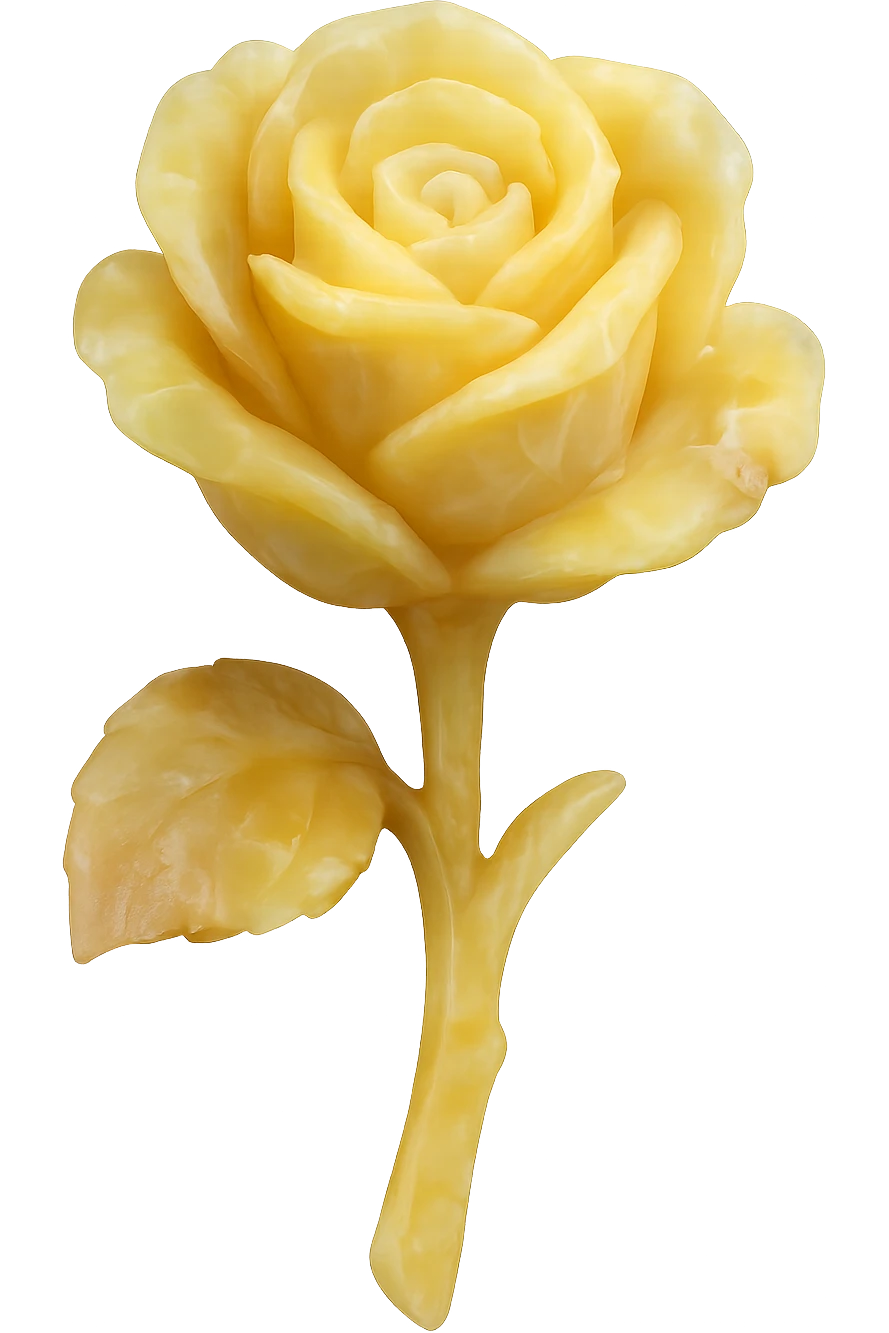 yellow Opal crystal rose flower, remove background emoji