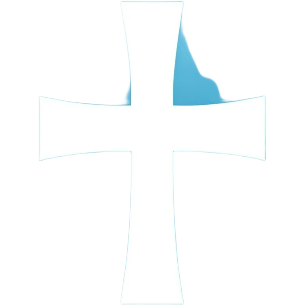 simple flat cyan blue square icon with a clean white greek cross like thsi: ☩ emoji