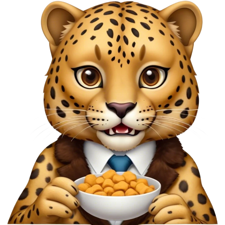 Business Leopard with snacks  emoji