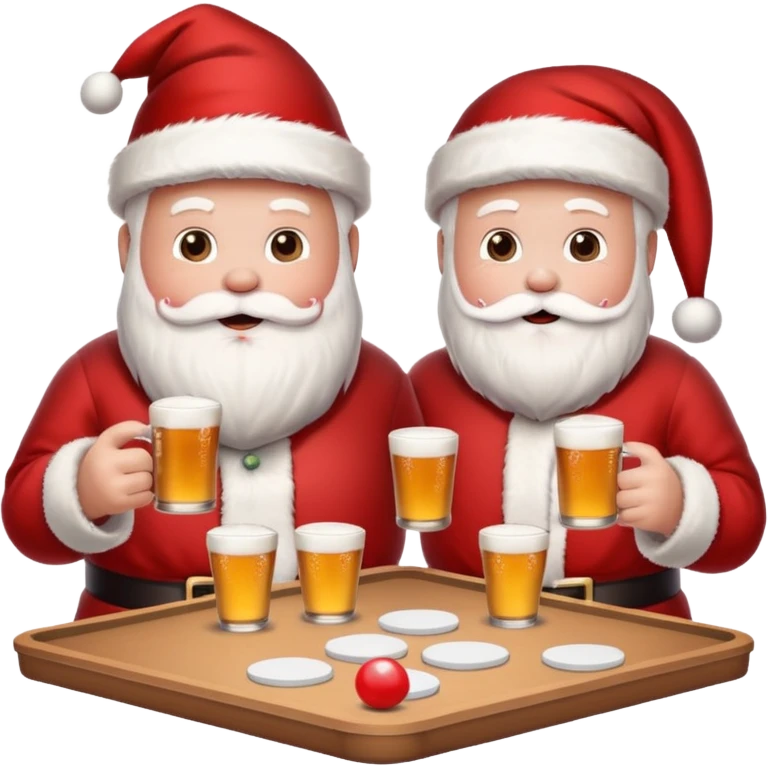 Santa and snowman playing beer pong emoji