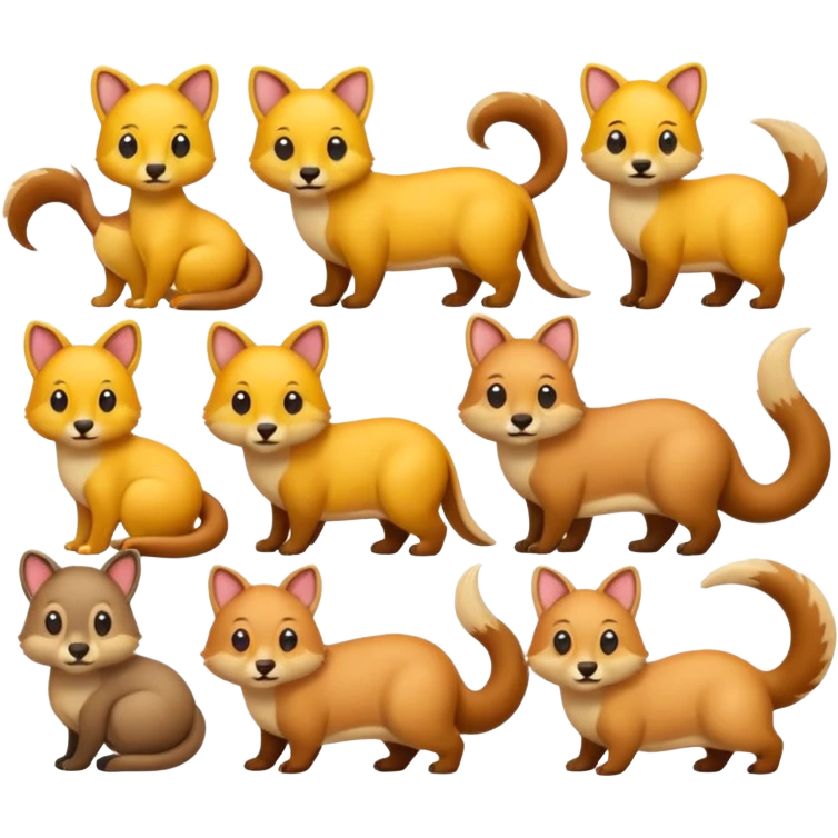 Find the different emoji challenge.
Use animal emojis with no visible facial expressions.
Focus on body shape, tail, ear, or color differences.
Minimal background.
Hard difficulty. emoji