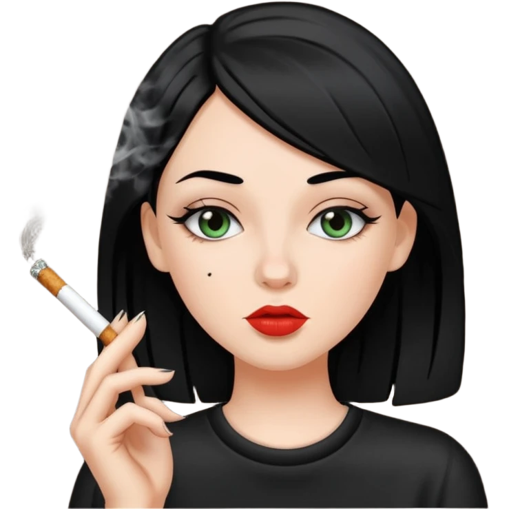 white girl with black hair smoking a blunt  emoji