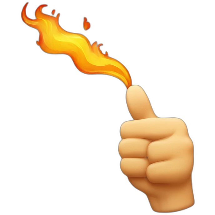 The raised thumb up with fire all around emoji