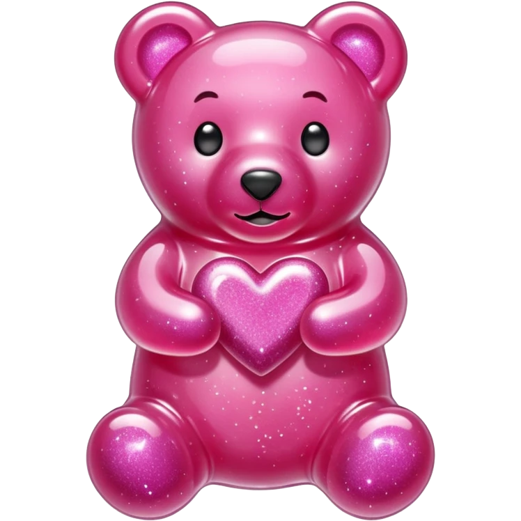 transparent pink gummy bear heart glitters pink emoji