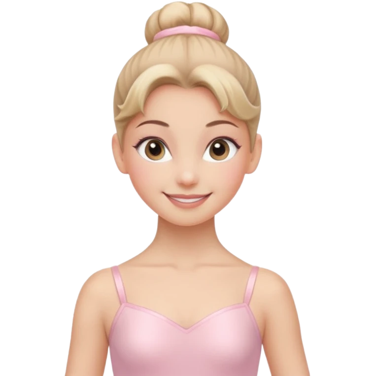 Pink Suit – Cheerful
 Smiling ballerina in pastel pink leotard, tidy high bun, bright happy eyes.















































 emoji