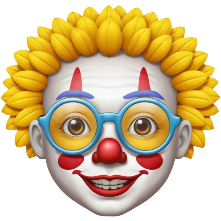 Clown wearing sunflower glassess, cartoon emoji