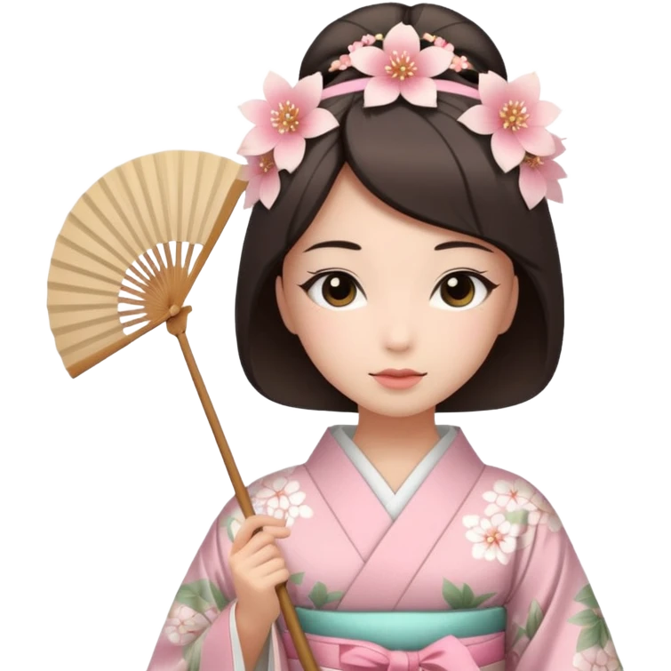 Kimono princess with fan emoji