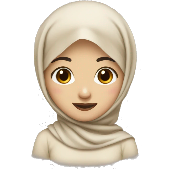 asian girl neutral tone skin with cream hijab with any expression emoji