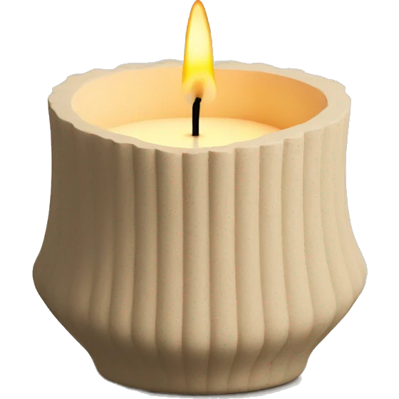 candle in beige concrete ridged vessel emoji