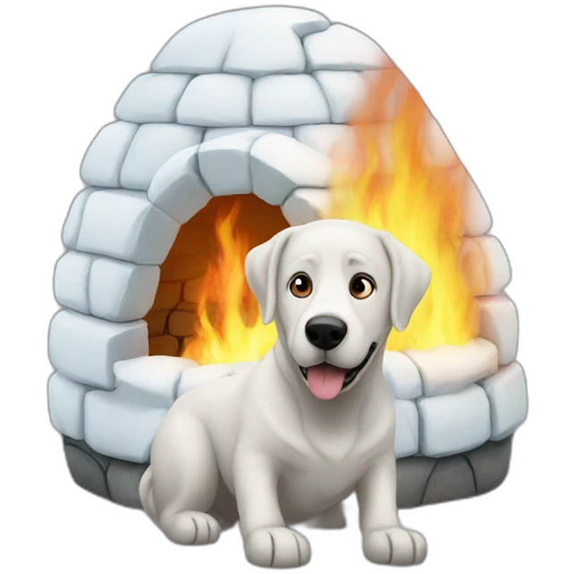igloo this is fine dog fire burning emoji