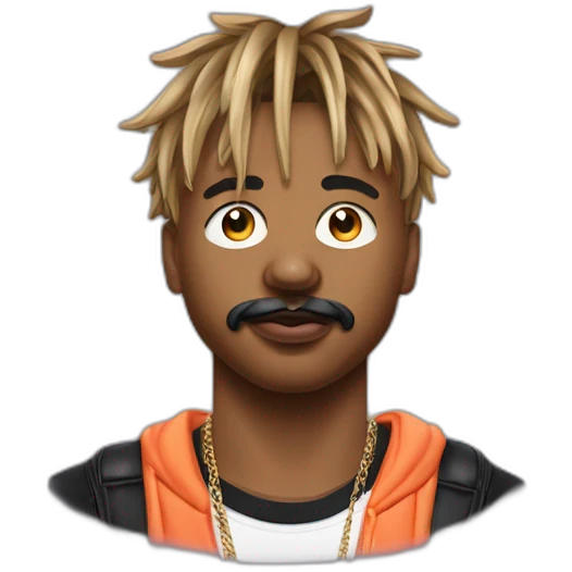 Juice wrld le rappeur américain décédé en 2019 en format réaliste avec la moustache et le bouc qu'il avait emoji
