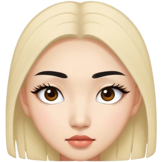 Asian girl with long lashes and thin eye brows emoji