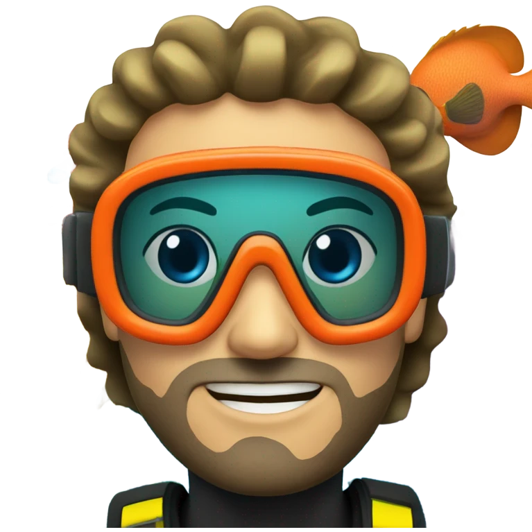 sub man look coral under sea emoji