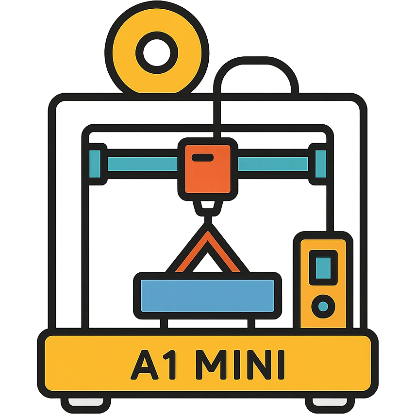 3D printer Bambu Lab A1 Mini, simplified icon, minimal, clean lines emoji