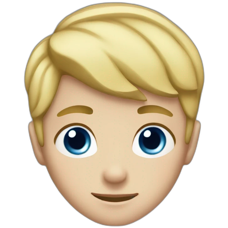 boy with short blonde hair and blue eyes, vertical scar on face emoji