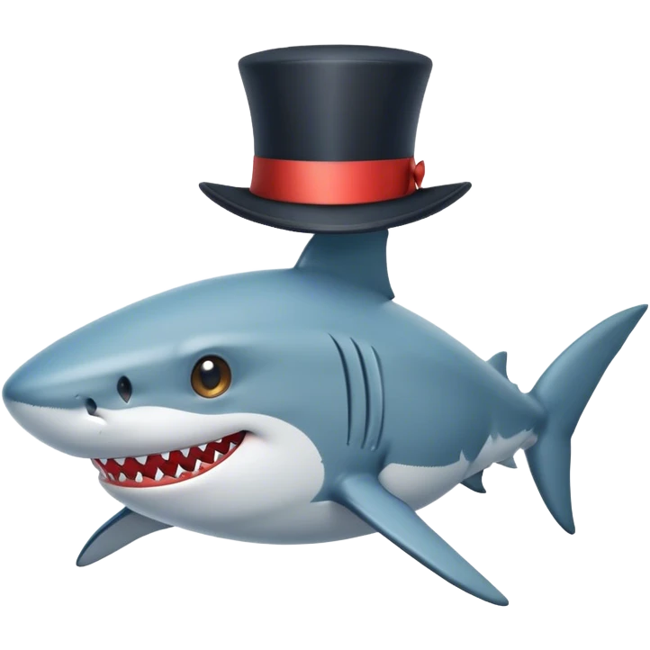 Shark with a top hat emoji