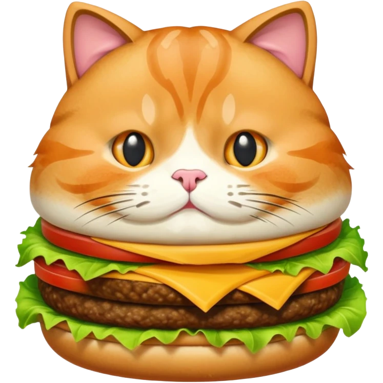 Fat cat eating hamburger  emoji