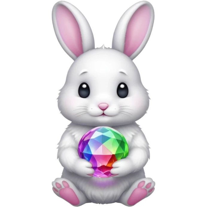 White bunny with colour crystal ball emoji
